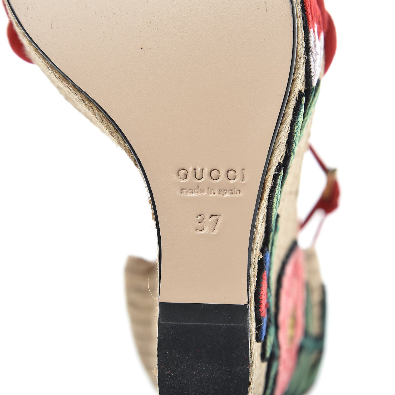 Gucci Kid Scamosciato Ophelia Espadrille Platform Wedge Sandals 37 Hibiscus Rd 6 of 9