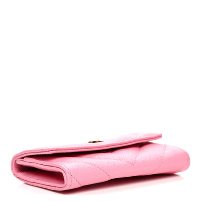 Chanel Shiny Caviar Chevron Quilted Flap Card Holder Pink 4 of 9
