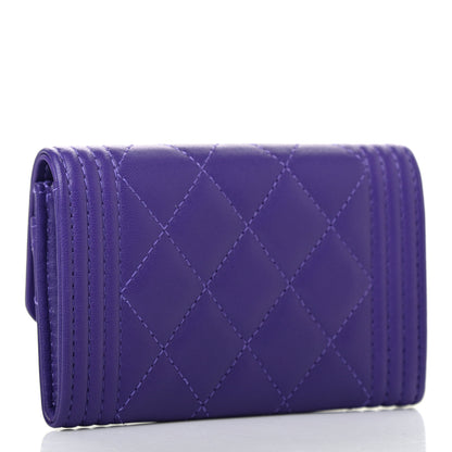 Chanel Lambskin Quilted Boy Flap Card Holder Purple 3 of 8