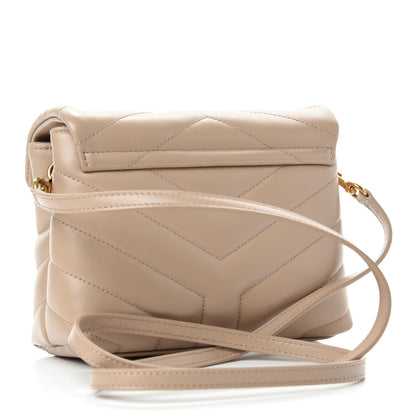 Saint Laurent Calfskin Y Quilted Monogram Toy Loulou Crossbody Bag Dark Beige 3 of 12