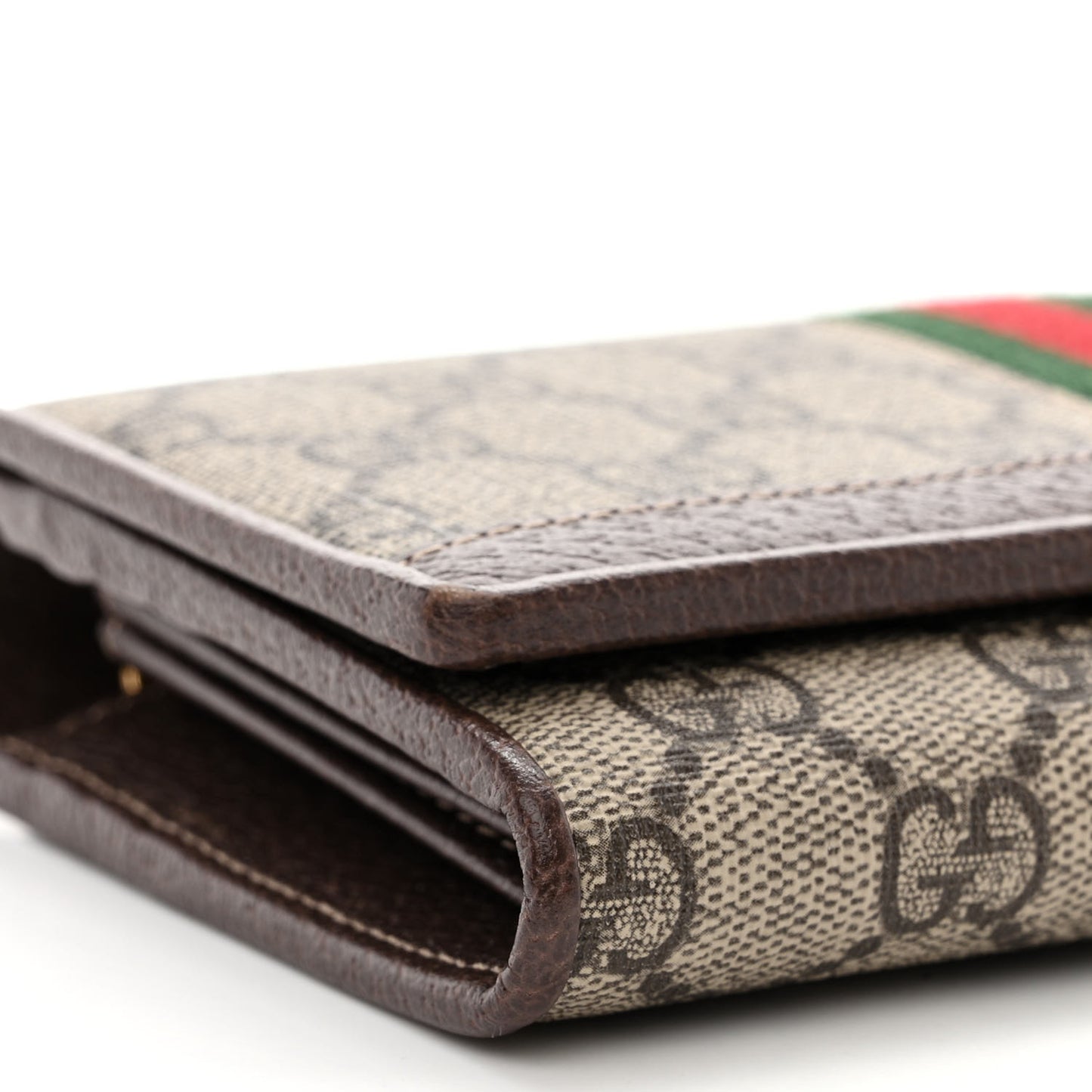 GG Supreme Monogram Web Ophidia Wallet On Chain Brown