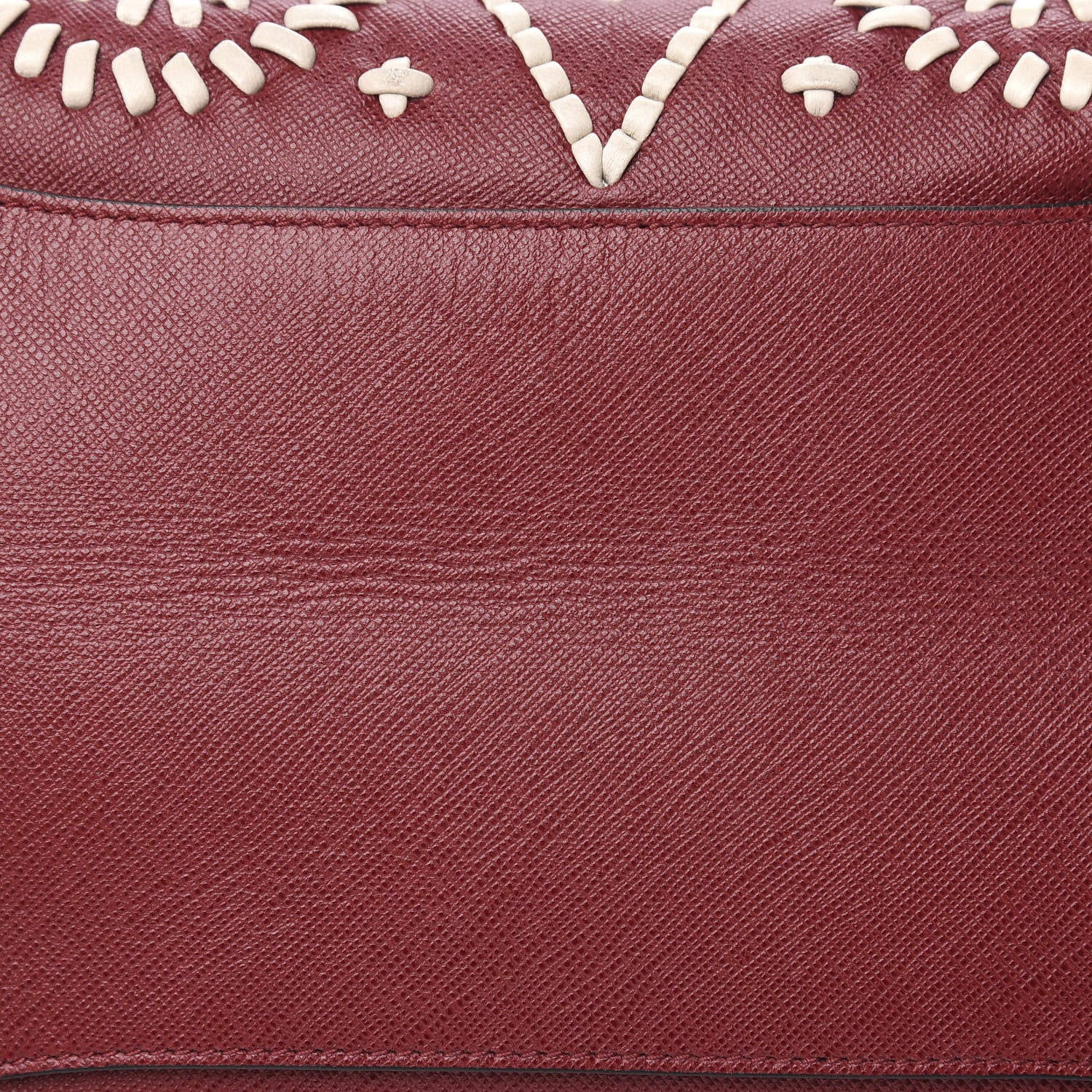 Prada Saffiano Embroidered Sound Twin Pocket Satchel Cherry Black 8 of 13