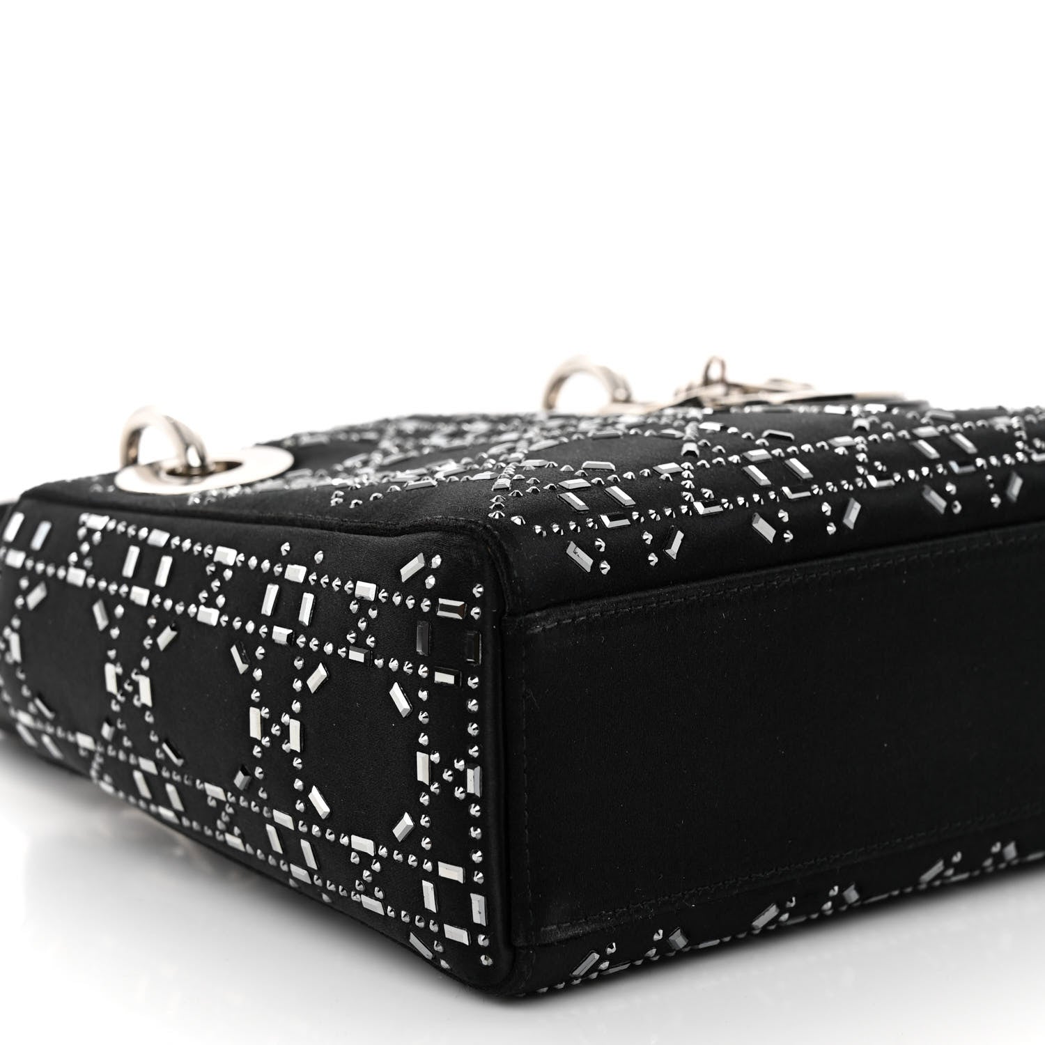 Christian Dior Satin Crystal Cannage Mini Lady Dior Black 8 of 10