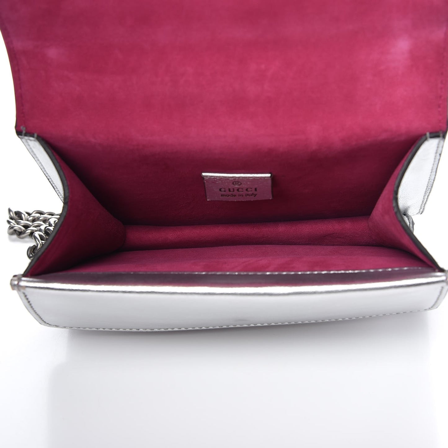 Metallic Calfskin Crystal Mini Dionysus Shoulder Bag Silver