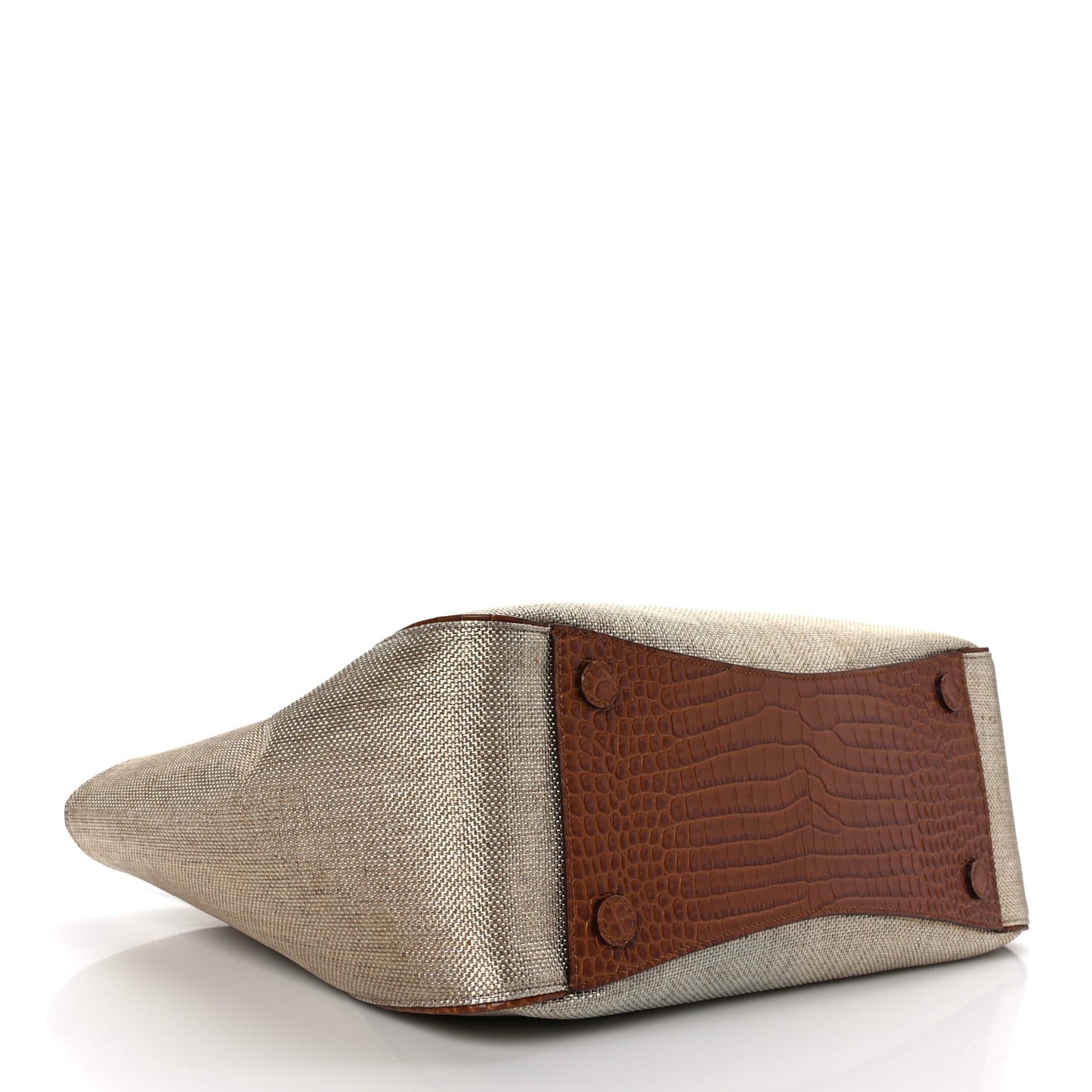 Lamé Raffia Crocodile Embossed Trim Varenne Tote Natural Cuoio