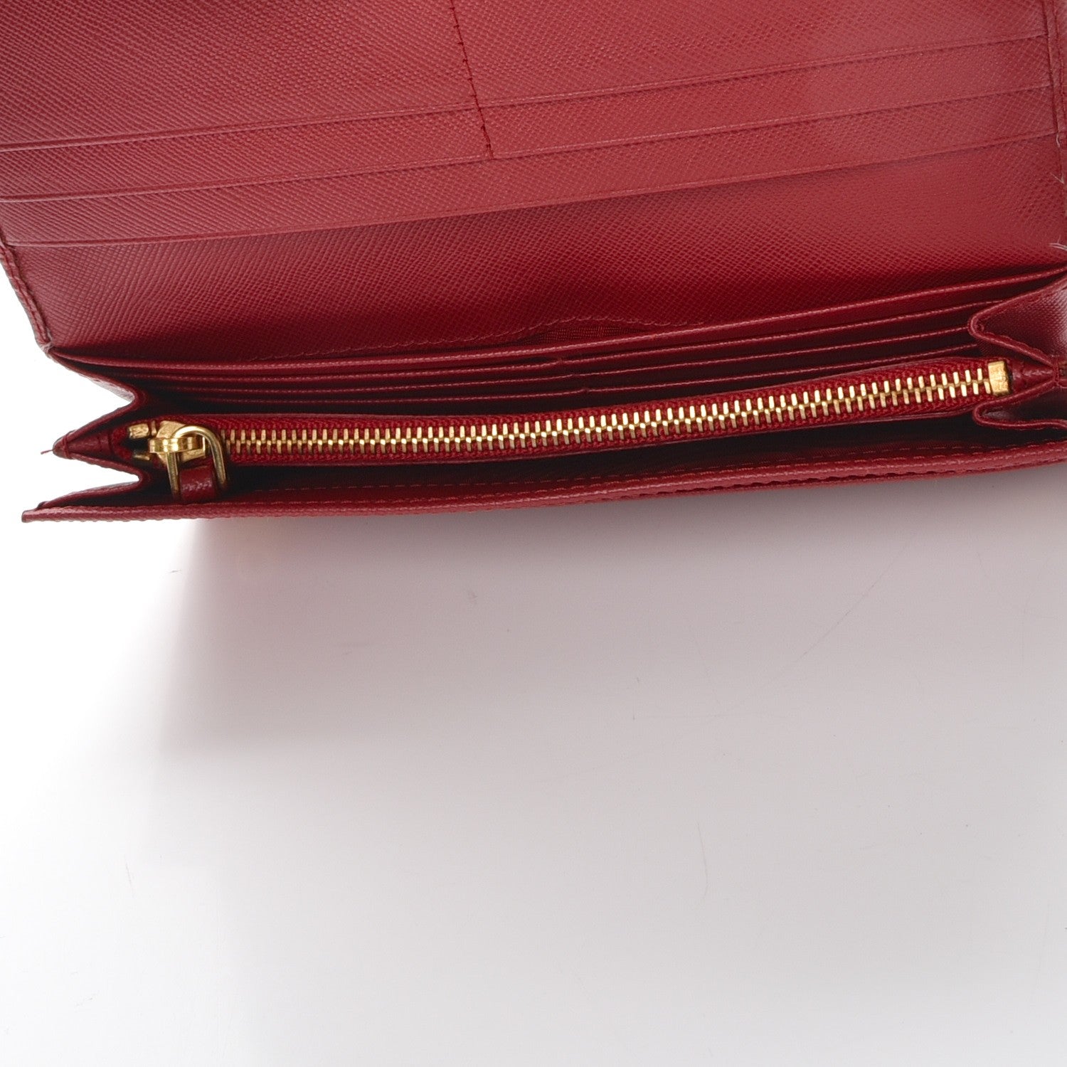 Prada Saffiano Metal Continental Flap Wallet Fuoco 6 of 11