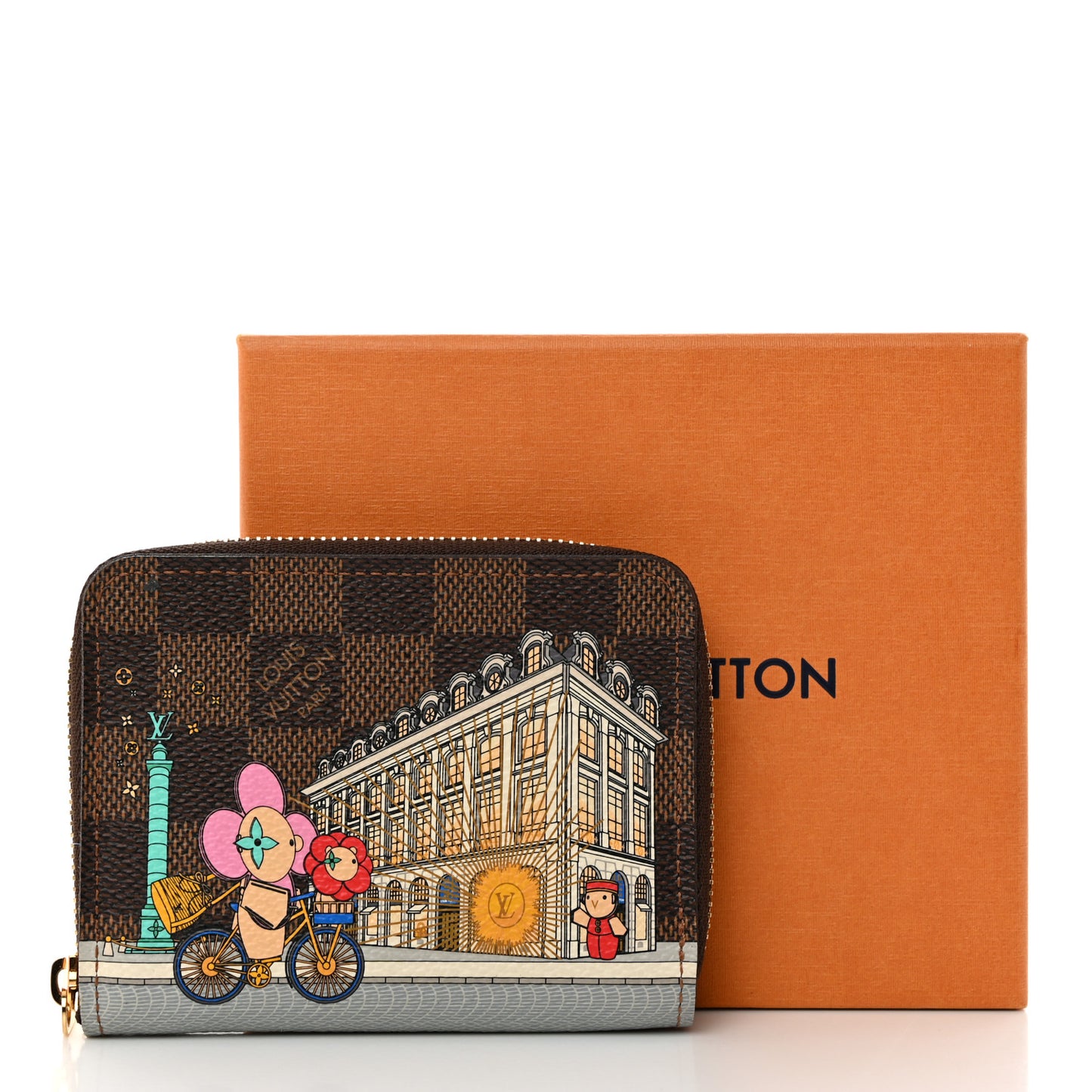Damier Ebene 2022 Christmas Animation Paris Zippy Coin Purse Pink
