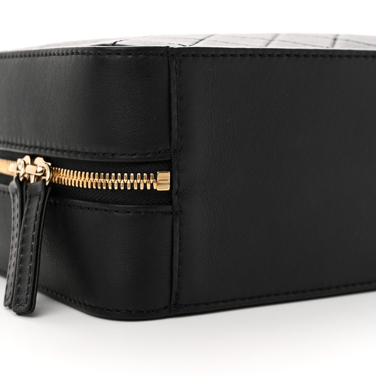 Calfskin Quilted Travel Kit Vanity Case Black