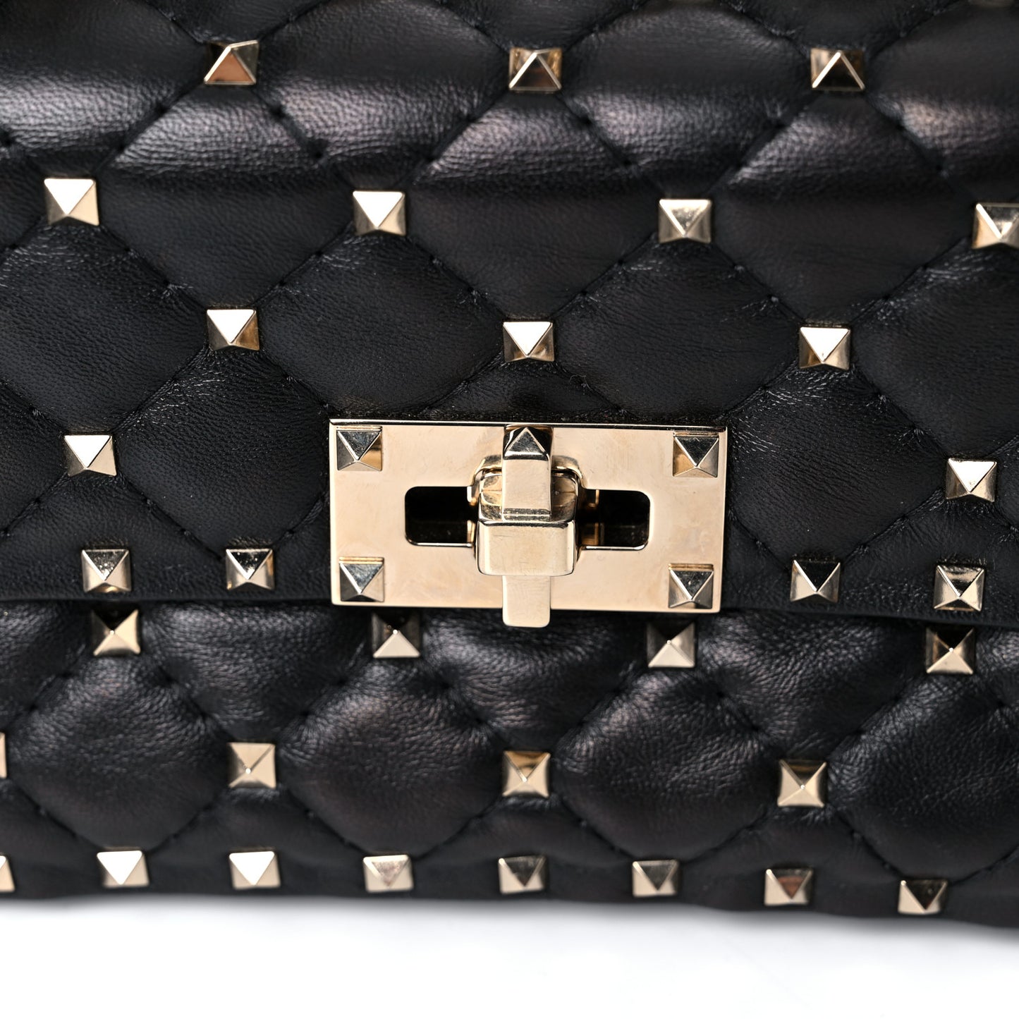 Lambskin Small Rockstud Spike Shoulder Bag Black
