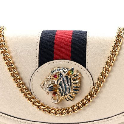 Gucci Textured Calfskin Web Mini Rajah Slim Flap Shoulder Bag Mystic White 7 of 9