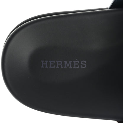 Hermes Calfskin Mens Chypre Sandals 40 Gold Bleu Celeste 7 of 9