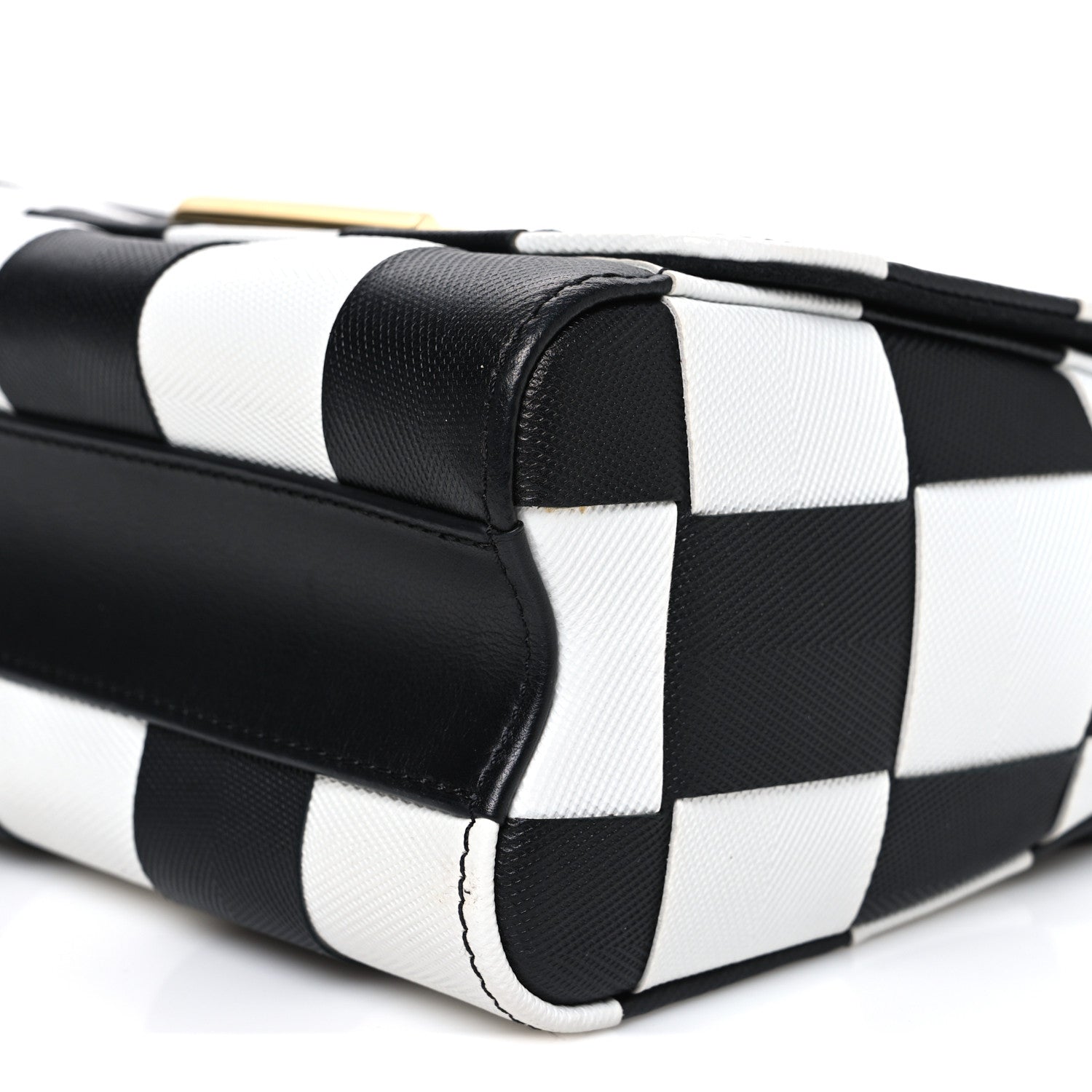 Louis Vuitton Calfskin Damier Tressage Twist Shoulder Bag MM Black White 10 of 10