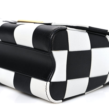 Louis Vuitton Calfskin Damier Tressage Twist Shoulder Bag MM Black White 10 of 10