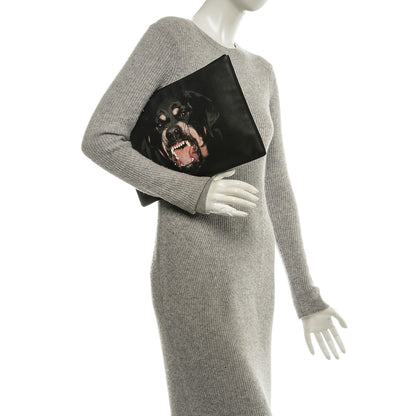 Givenchy Textured Coated Canvas Rottweiler Print Large Cosmetic Pouch Black 2 of 7