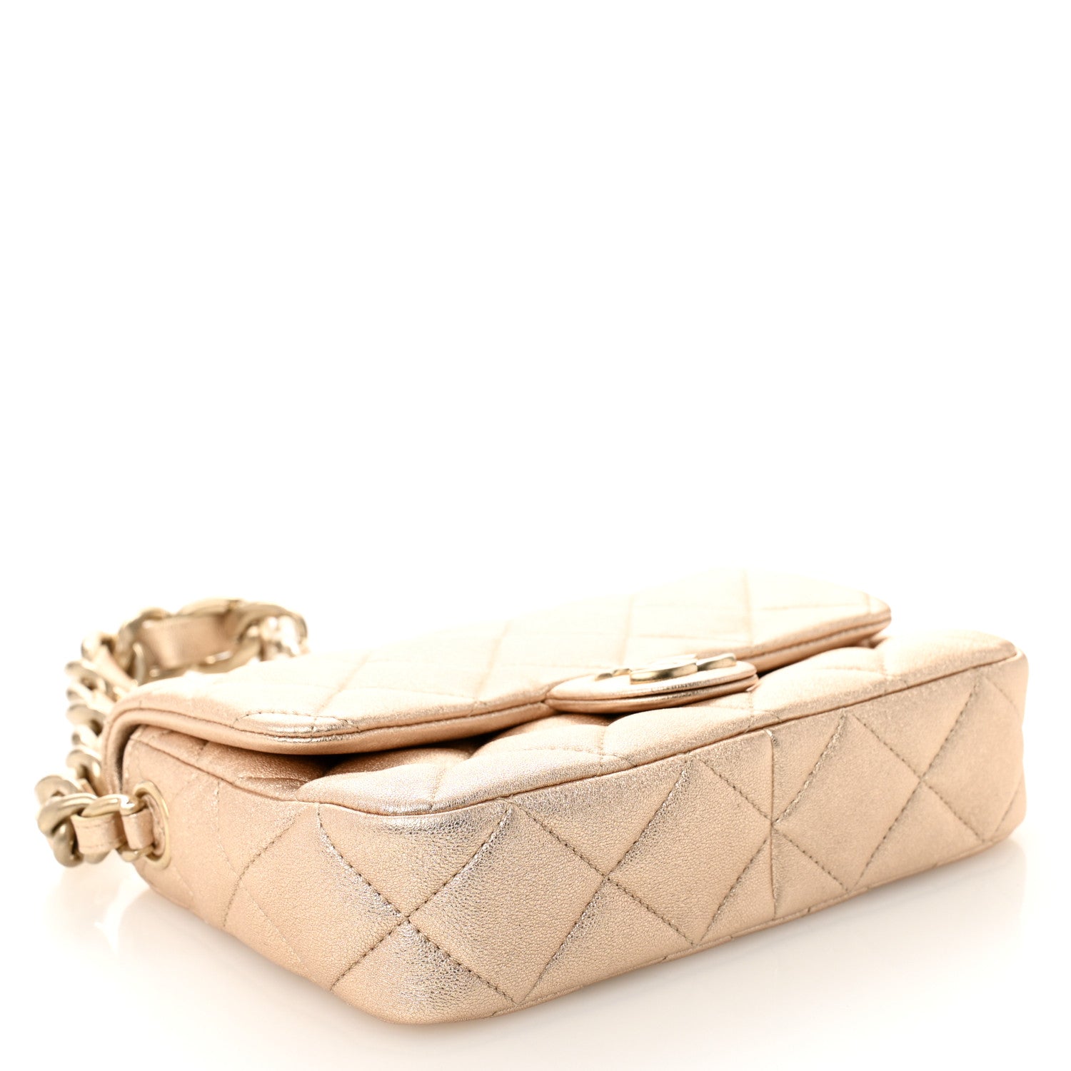 Chanel Metallic Lambskin Lacquered Quilted Small Flap Gold 4 of 9