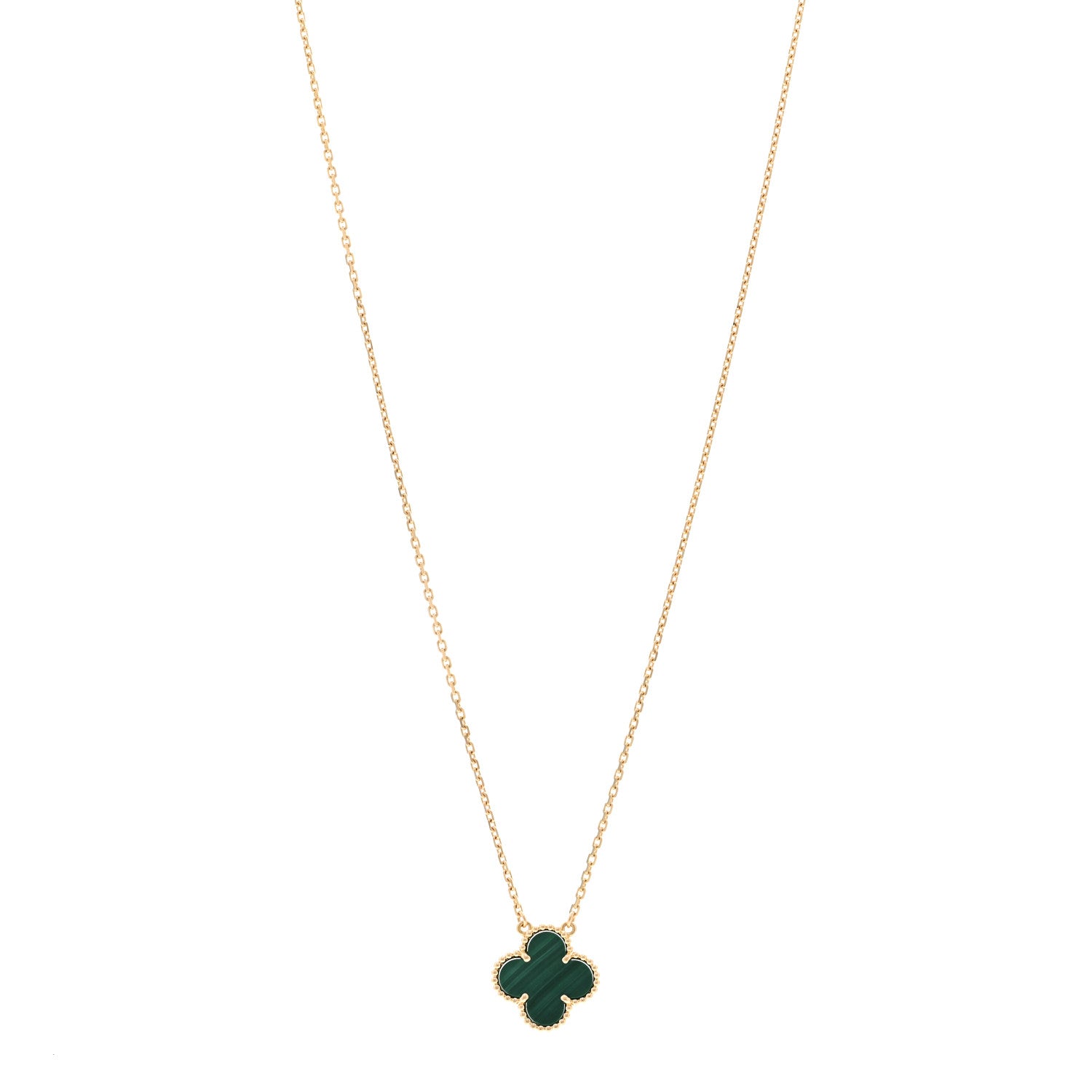 Van Cleef & Arpels 18K Yellow Gold Malachite Vintage Alhambra Pendant Necklace 1 of 4