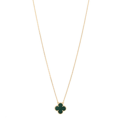 Van Cleef & Arpels 18K Yellow Gold Malachite Vintage Alhambra Pendant Necklace 1 of 4