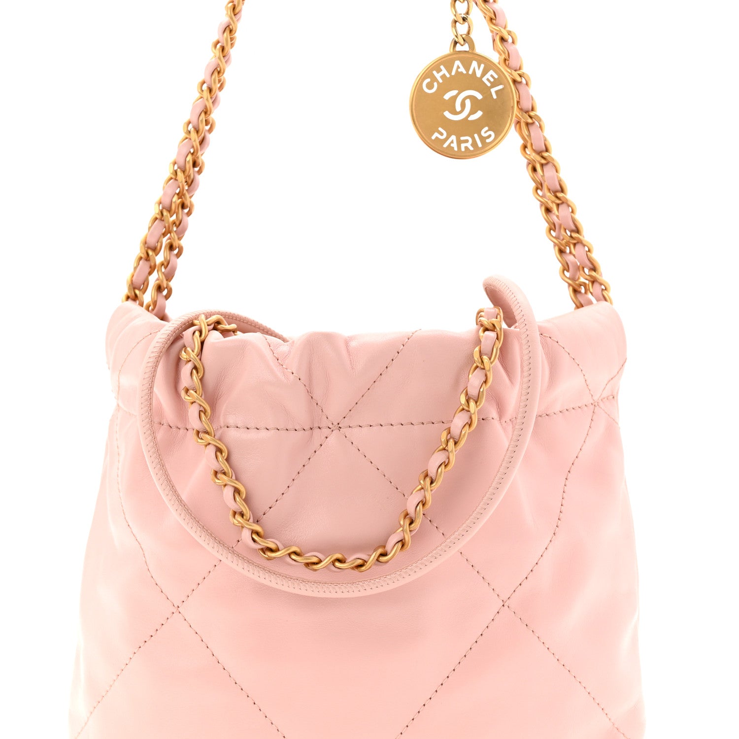 Chanel Shiny Calfskin Quilted Mini Chanel 22 Light Pink 8 of 11