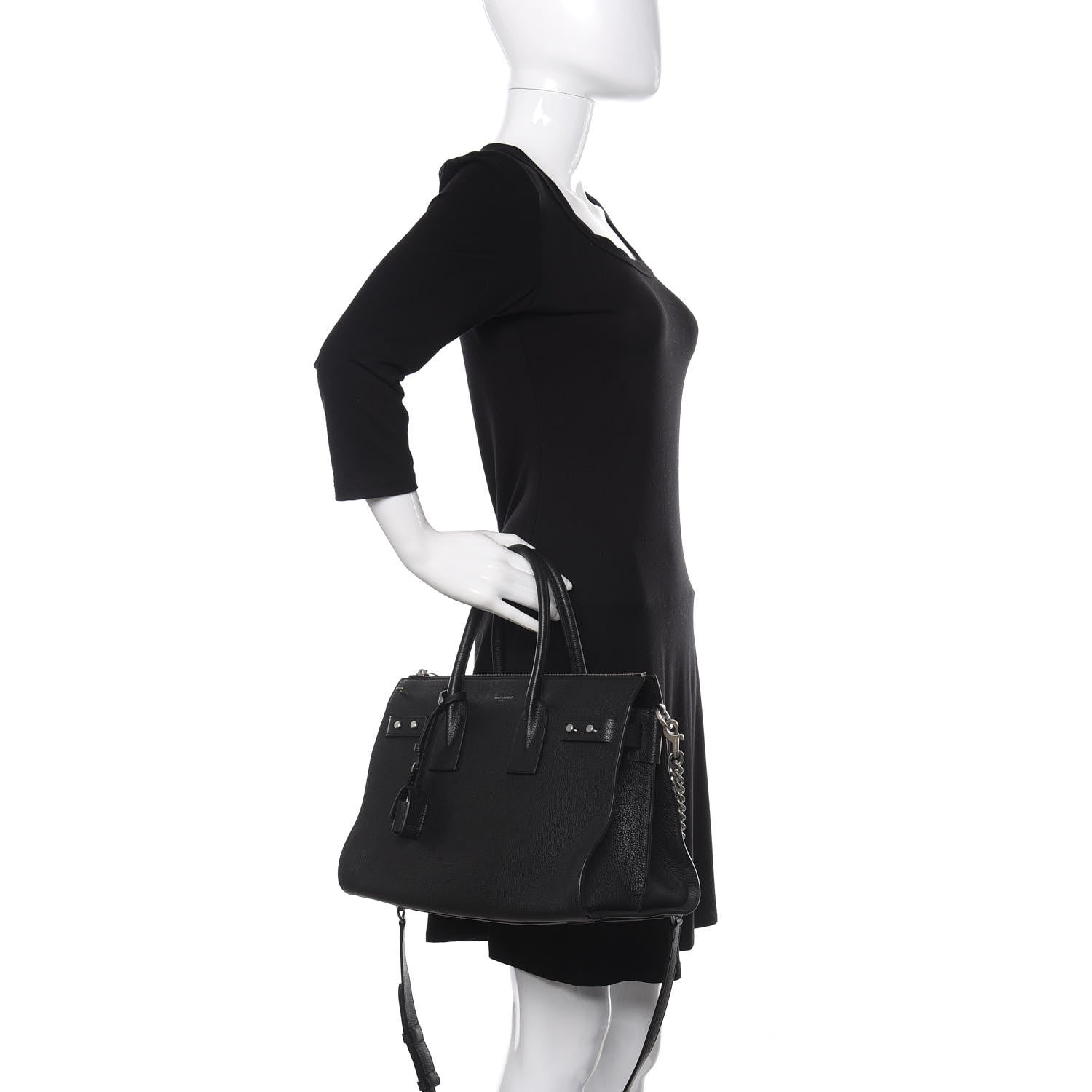 Saint Laurent Grained Calfskin Small Supple Sac De Jour Duffle Black 3 of 11