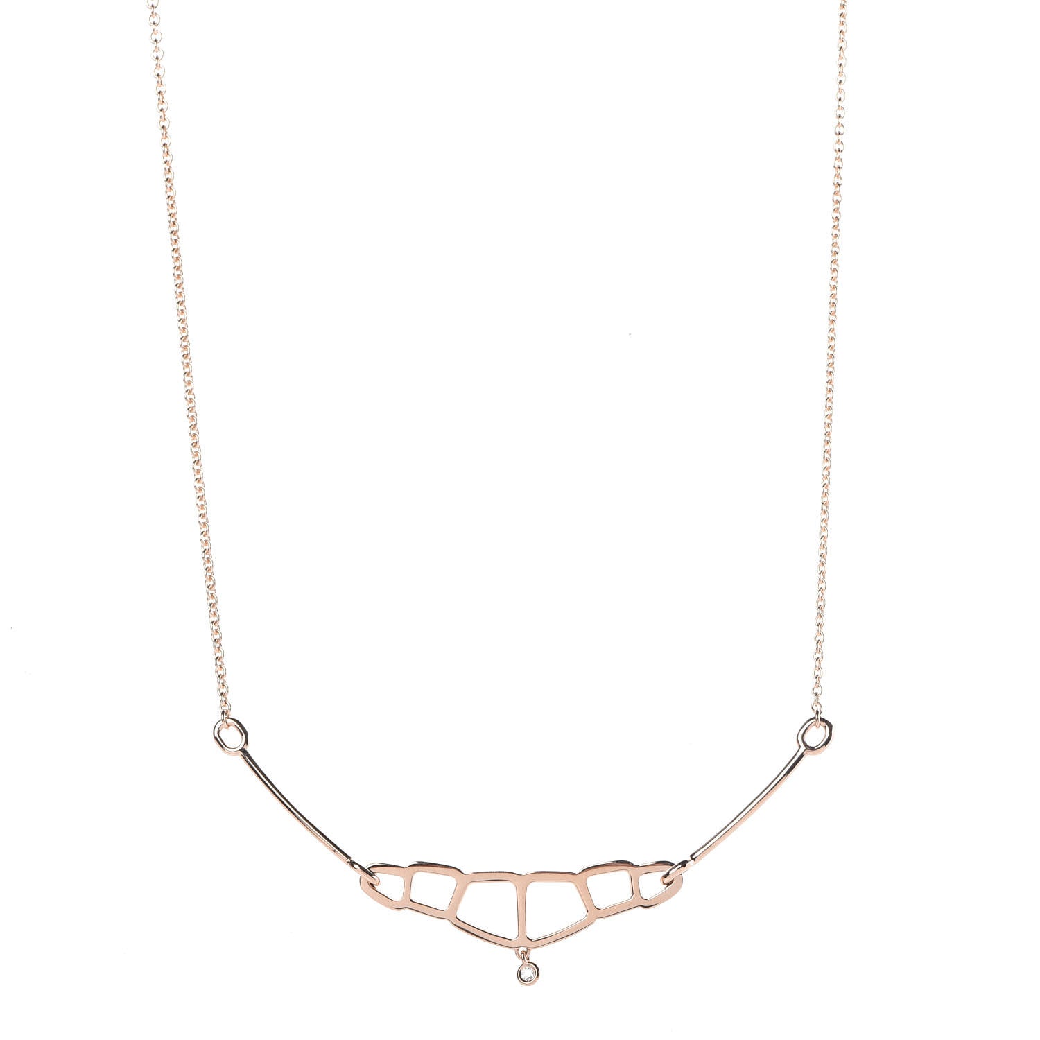 Hermes 18K Rose Gold Diamond Pendentif Niloticus Ombre Necklace 1 of 10
