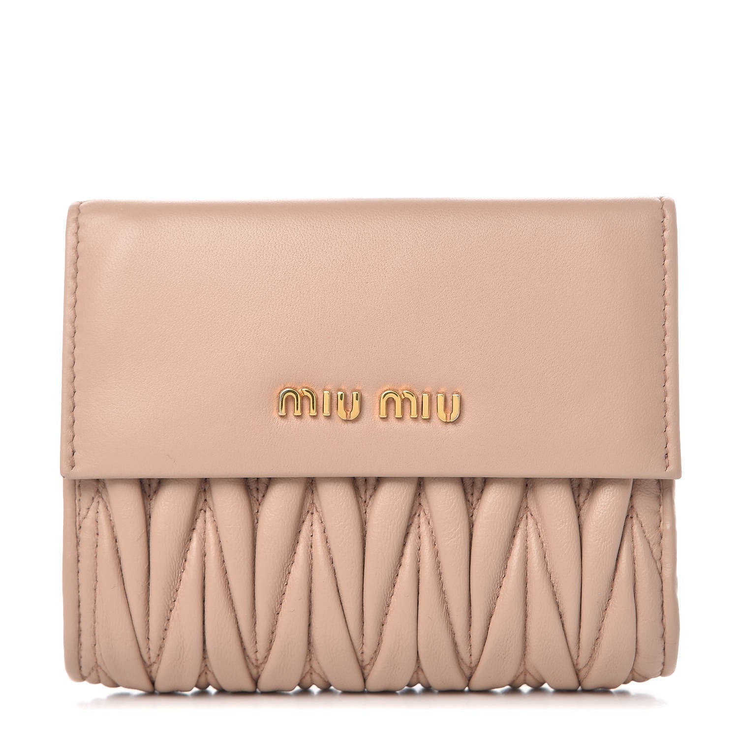 Miu Miu Nappa Matelasse Flap Wallet Cammeo 1 of 8