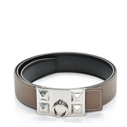 Hermes Swift Epsom 32mm Collier De Chien CDC Belt 95 Black Etoupe 1 of 6