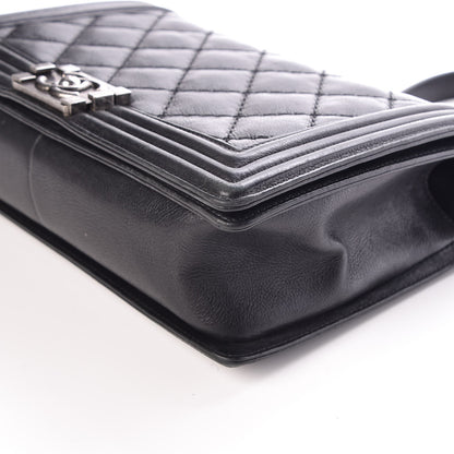 Chanel Calfskin Quilted Double Stitch New Medium Boy Flap Black 10 of 13