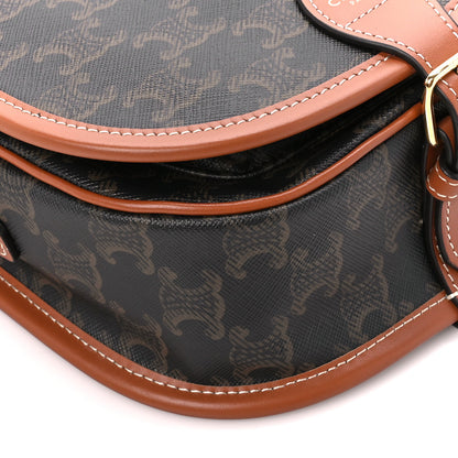 Celine Triomphe Canvas Medium Folco Bag Tan 9 of 10