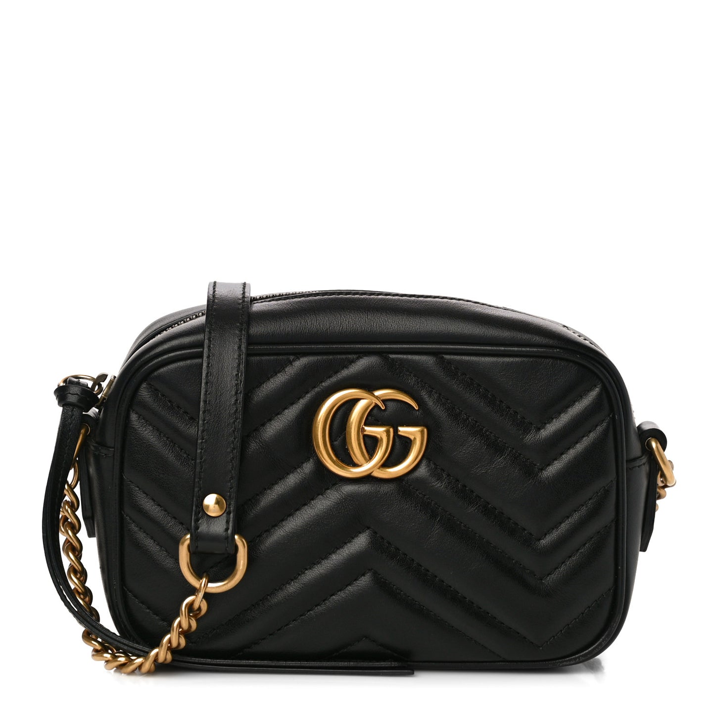 Calfskin Matelasse Mini GG Marmont Chain Shoulder Bag Black