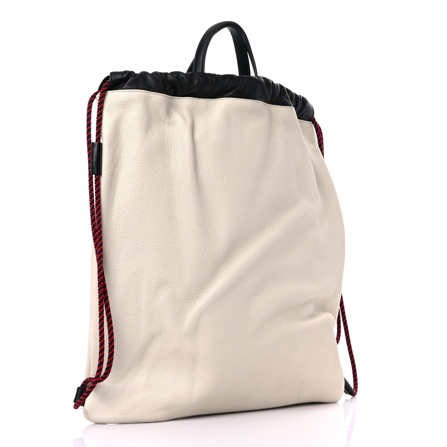 Calfskin Logo Drawstring Backpack Mystic White