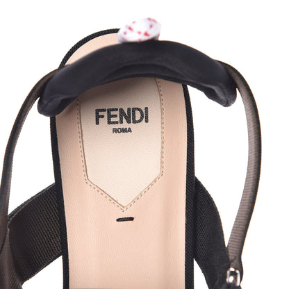 Fendi Technical Mesh FF Colibri Slingback Ballerina Flats 41 Tobacco Moro Black Militare 7 of 8