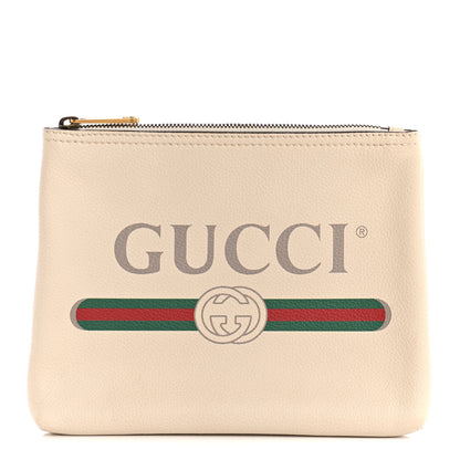 Gucci Pebbled Calfskin Medium Logo Portfolio Clutch White 1 of 10