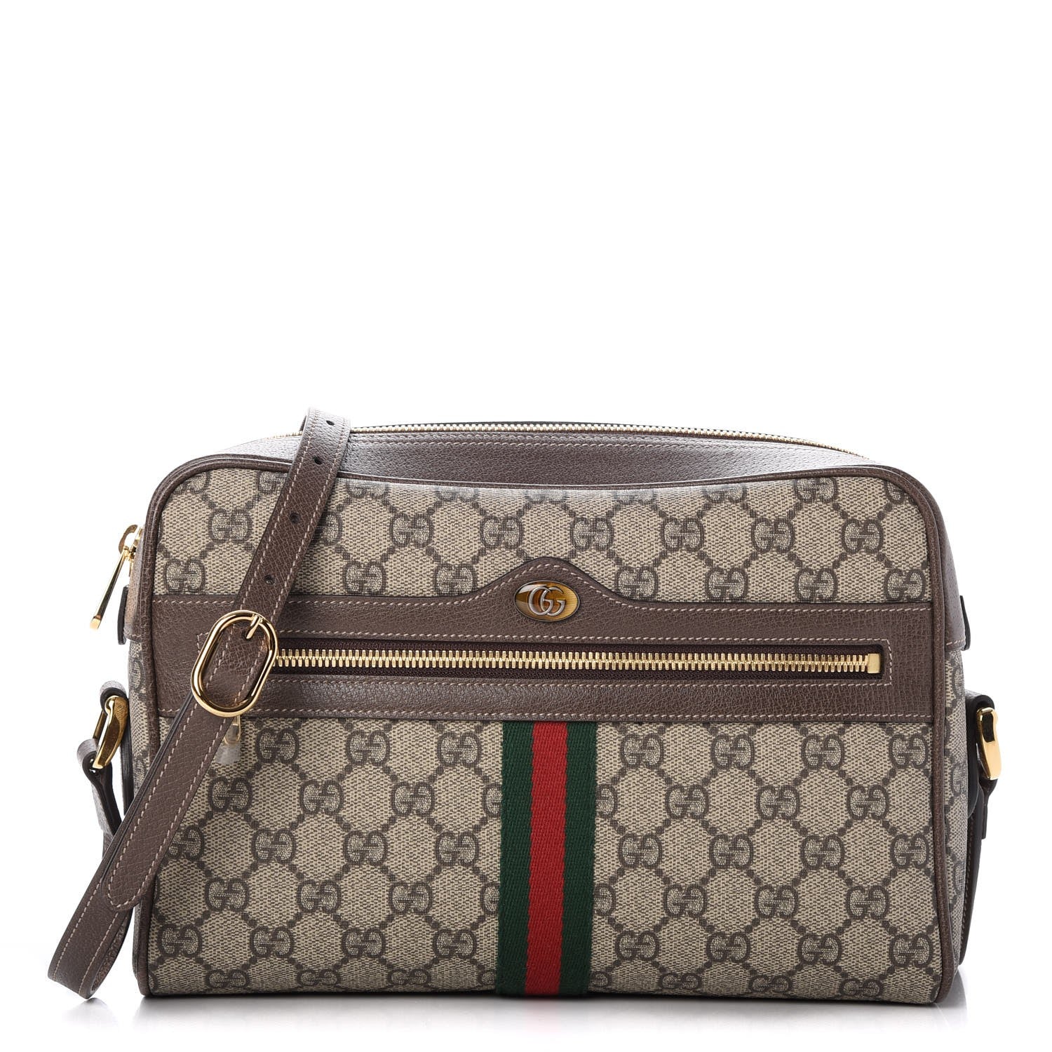 Gucci GG Supreme Monogram Web Small Ophidia Shoulder Bag Brown 1 of 7