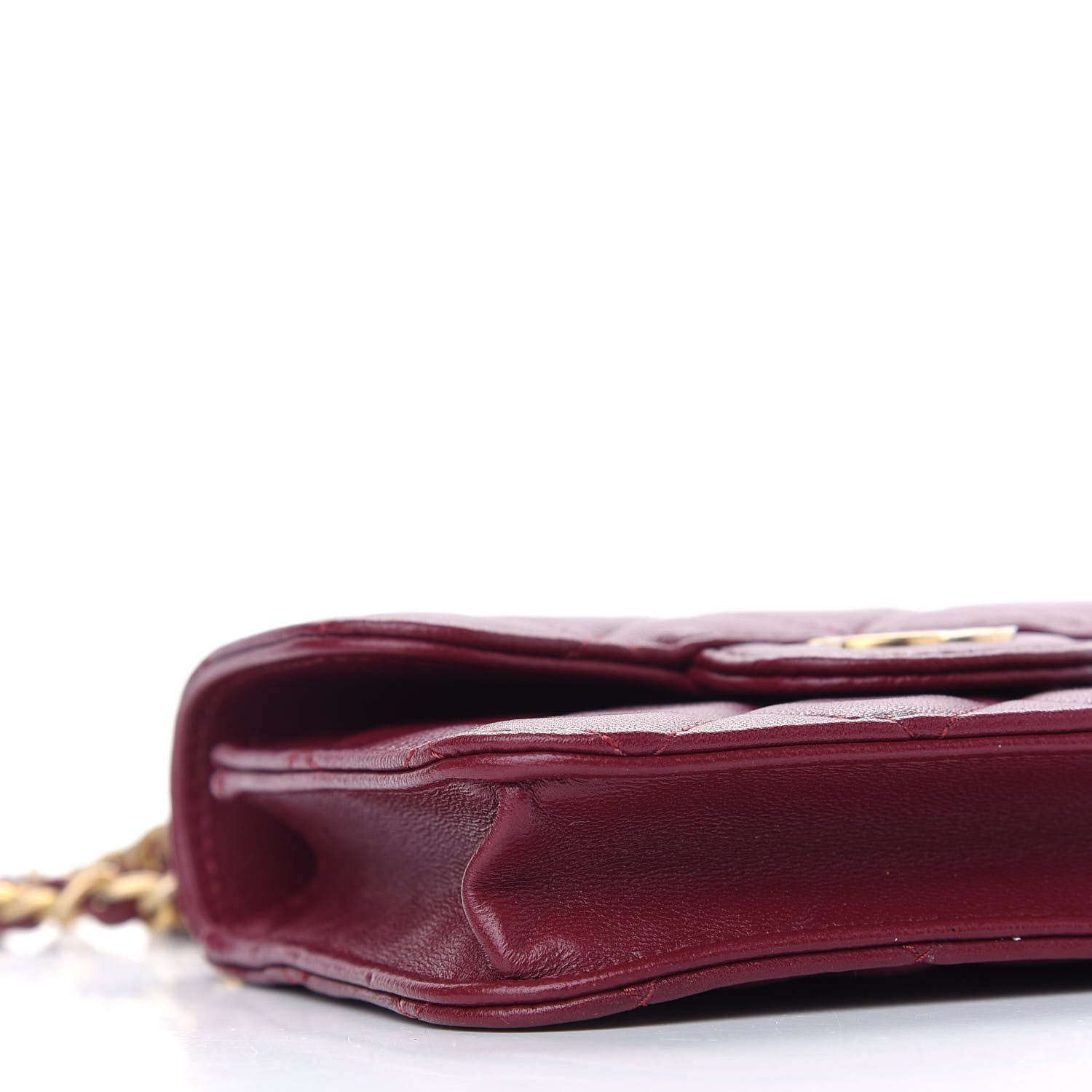 Chanel Lambskin Quilted Top Handle Flap Coin Purse With Chain Burgundy 9 of 11