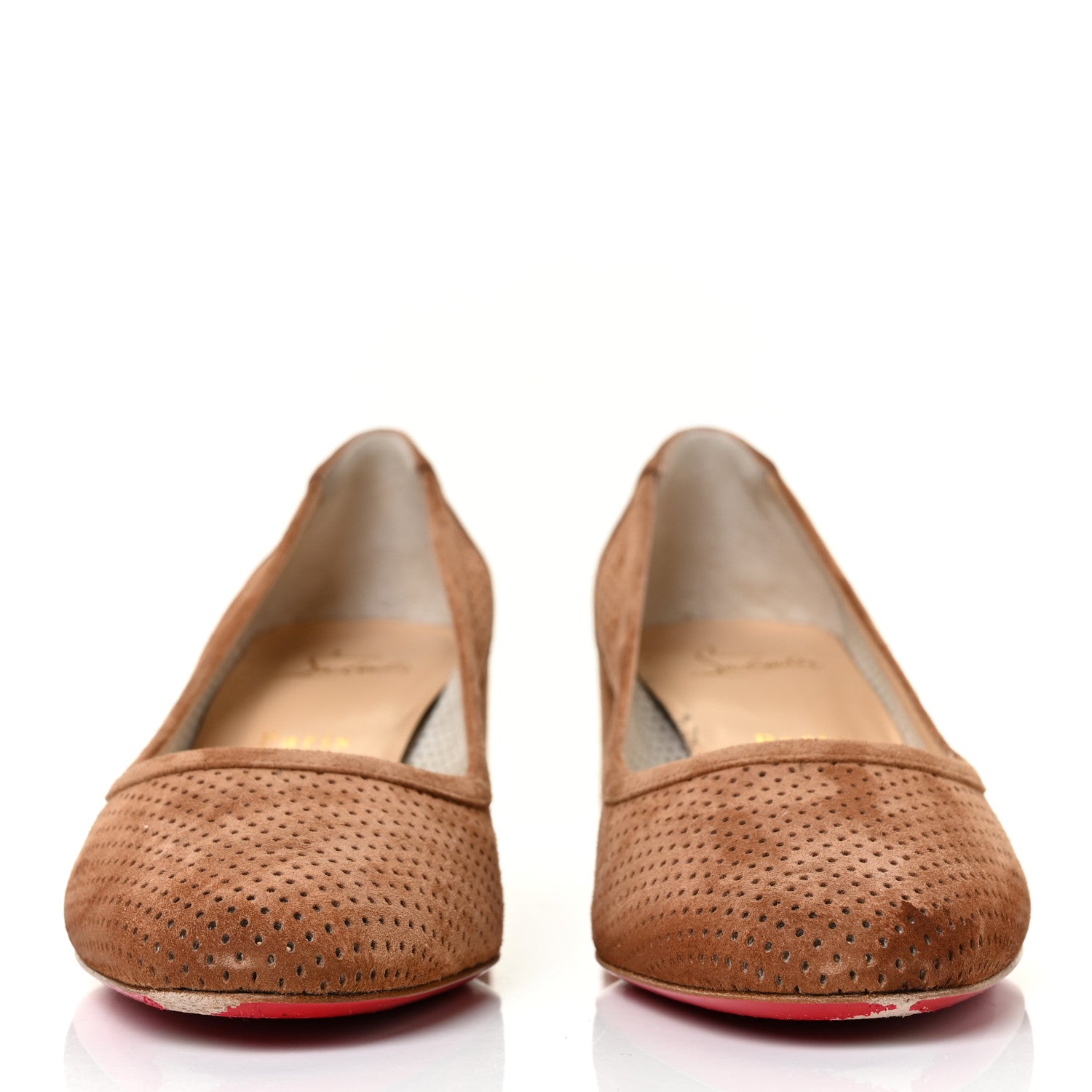 Christian Louboutin Suede Perforated Incastrana 55 Pumps 37.5 Tan 2 of 9