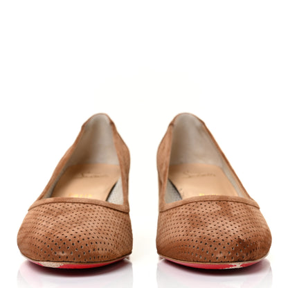 Christian Louboutin Suede Perforated Incastrana 55 Pumps 37.5 Tan 2 of 9