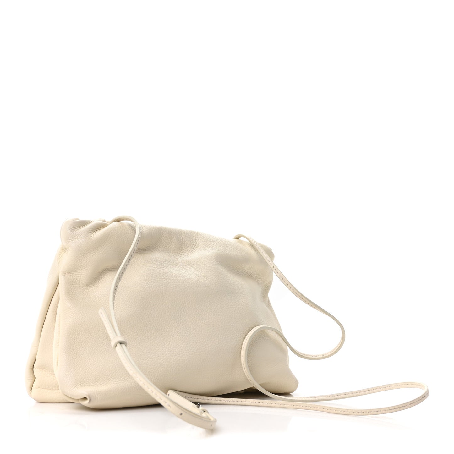 Grained Calfskin Bourse Clutch Ivory
