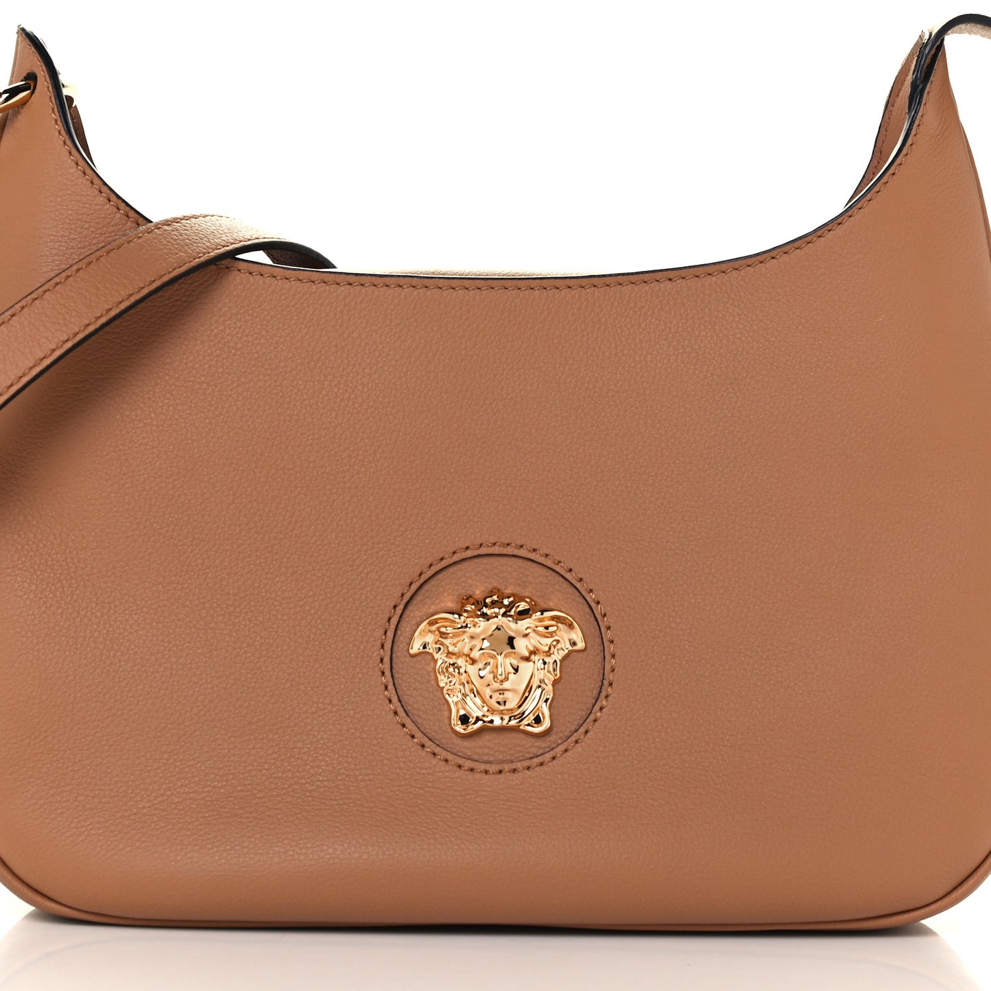 Calfskin La Medusa Medium Hobo Crossbody Brown