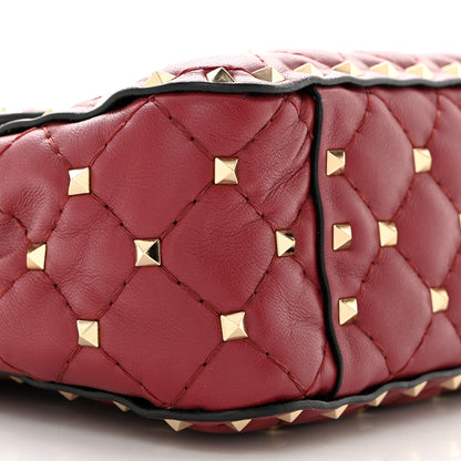 Valentino Garavani Nappa Medium Rockstud Spike Shoulder Bag Rubino 8 of 9