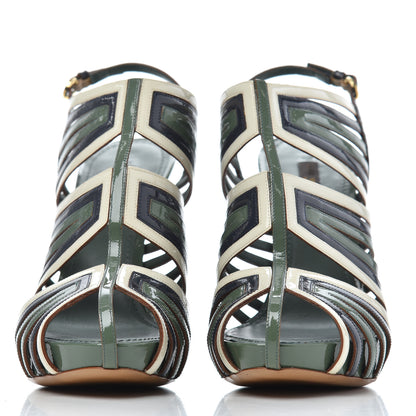 Louis Vuitton Patent Marbella Pumps 37.5 Green 2 of 16