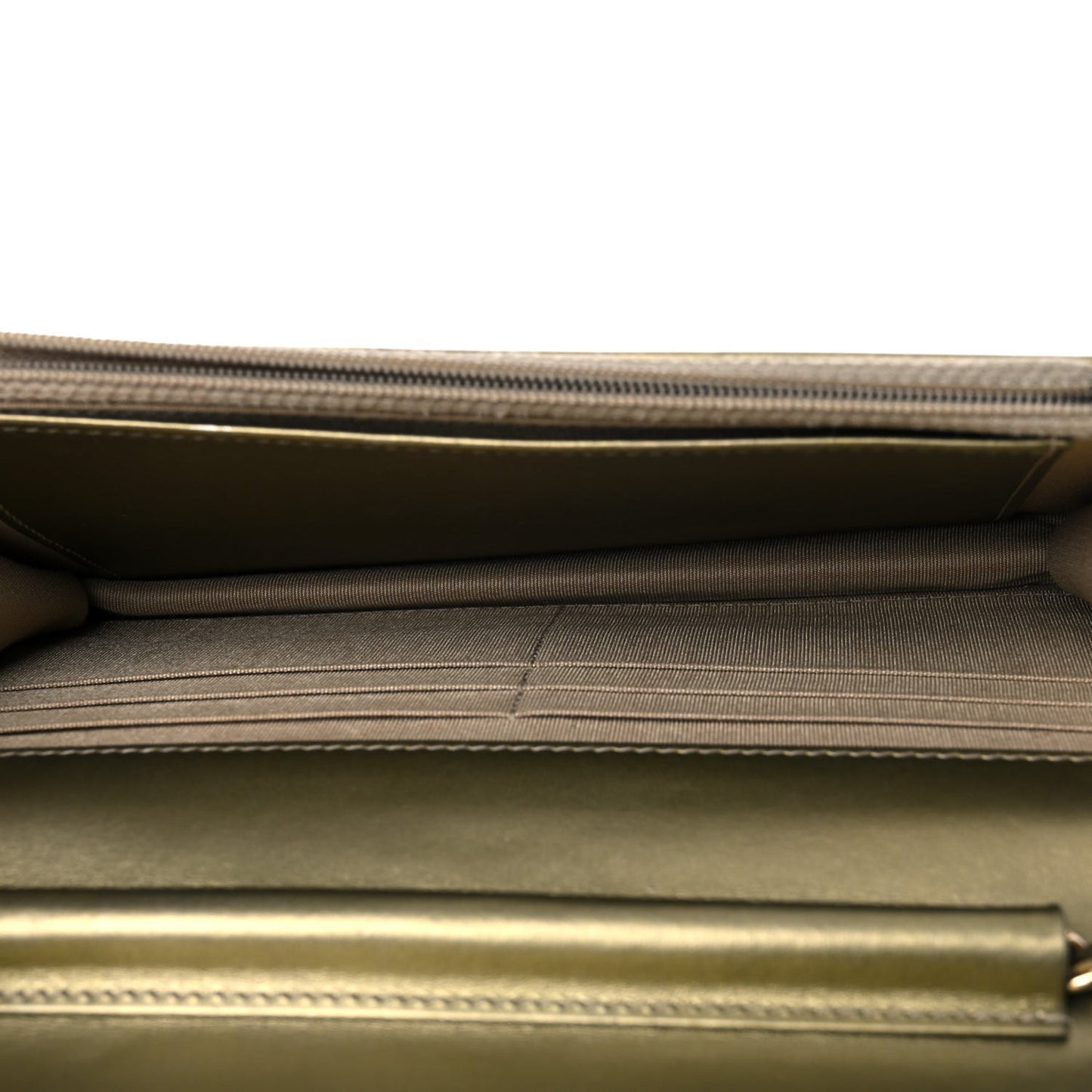 Metallic Aged Calfskin Quilted Reissue Wallet On Chain WOC Green