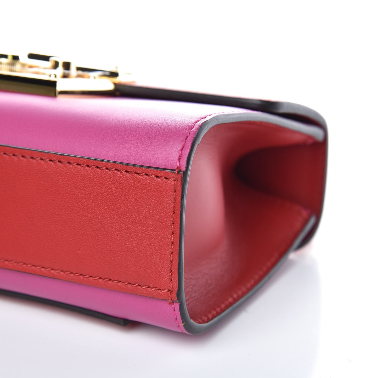 Calfskin Small Padlock Shoulder Bag New Rosette Hibiscus Red