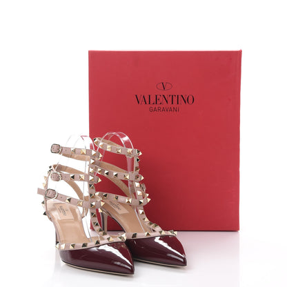 Valentino Garavani Patent Rockstud Ankle Strap Low Heel Pumps 39 Rubin Poudre 8 of 8