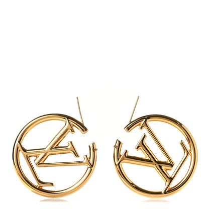 Louis Vuitton Metal Louise Hoop Earrings Gold 3 of 6