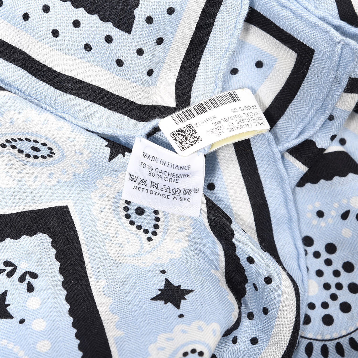 Hermes Cashmere Couvertures Et Tenues Shawl 140 Cile Black White 2 of 4