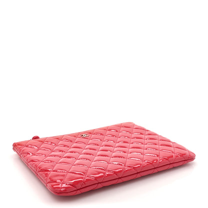 Chanel Patent Calfskin Quilted Valentine Hearts Medium O Cosmetic Case Dark Pink 4 of 8