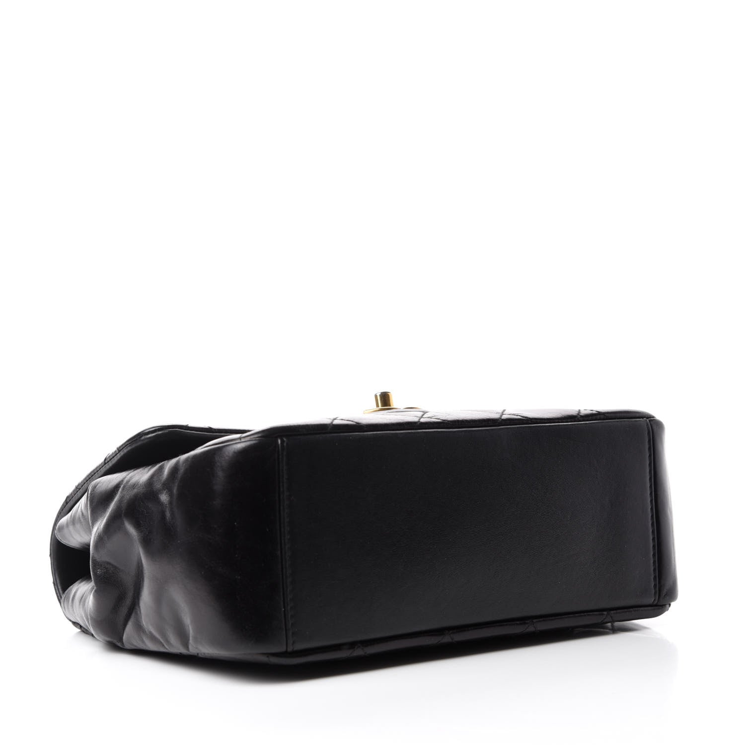 Chanel Glazed Calfskin Quilted Medium Gold Bar Top Handle Flap Black 4 of 12