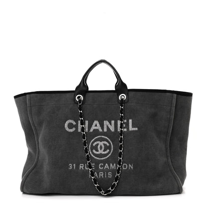 Chanel Canvas Extra Large Deauville Tote Grey 1 of 11