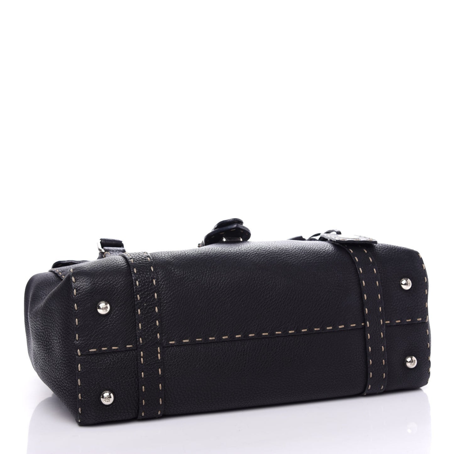 Calfskin Romano Selleria Medium Linda Satchel Black