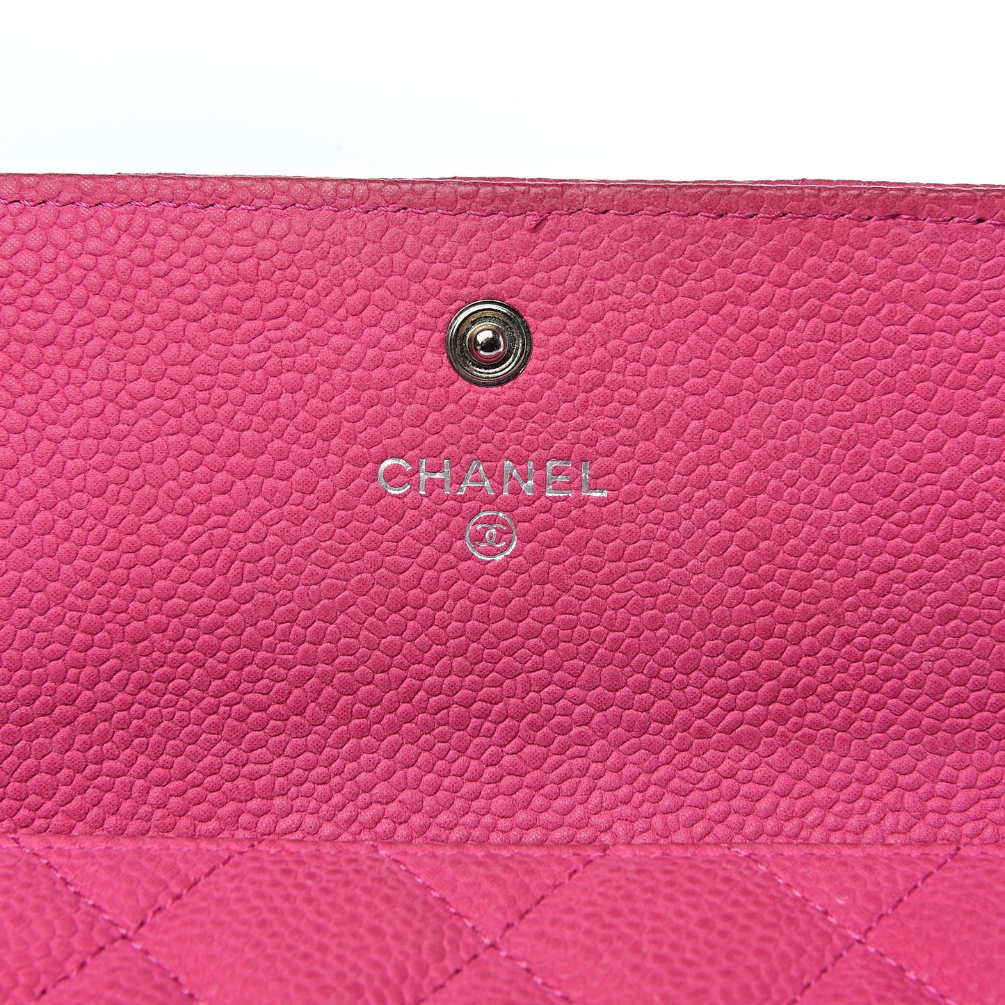 Iridescent Caviar Quilted Large Flap Wallet Pink